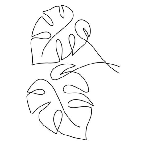 Plakát, Obraz - Monstera line art, Veronika Boulová, 26.7 × 40 cm