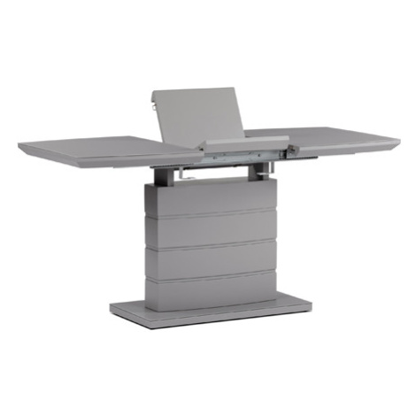 Jídelní stůl 110+40x70 cm, šedá 4 mm skleněná deska, MDF, šedý matný lak Autronic