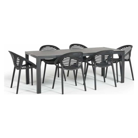 Zahradní jídelní set pro 6 osob s černou židlí Joanna a stolem Viking, 90 x 205 cm Bonami