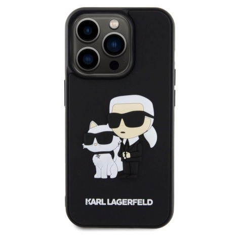 Karl Lagerfeld 3D Rubber Karl and Choupette Zadní Kryt pro iPhone 13 Pro Black
