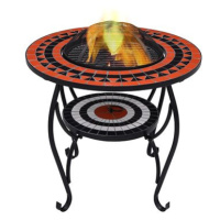 Mozaikový stolek s ohništěm terakotovo-bílý 68 cm keramika