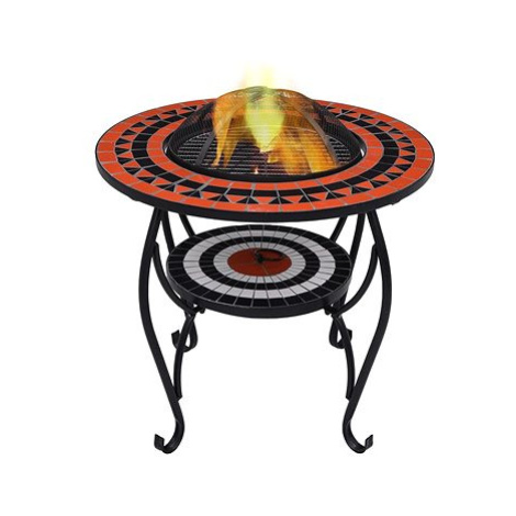 Mozaikový stolek s ohništěm terakotovo-bílý 68 cm keramika SHUMEE
