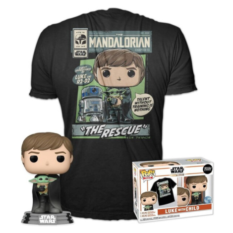 Funko Set 482 The Mandalorian Luke with Child a tričko Černá