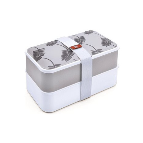 IRIS Barcelona Obědový Bento Box s příborem – šedé listy