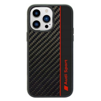 Audi Carbon Fiber Stripe pouzdro pro iPhone 14 Pro 6.1 černá/black hard