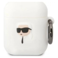 Pouzdro Karl Lagerfeld AirPods 1/2 cover white Silicone Karl Head 3D (KLA2RUNIKH)