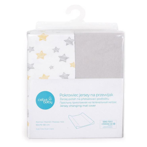 Potah na přebalovací podložku 50x70-80cm 2ks Light Grey + Yellow Stars CebaBaby