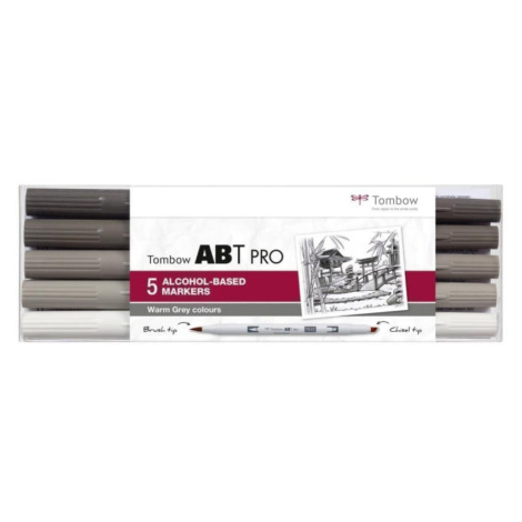 Tombow Oboustranný lihový fix ABT PRO - Warm Gray colors 5 ks