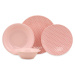 24dílná sada růžovo-bílého porcelánového nádobí Kütahya Porselen Amelia