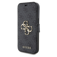 Flipové pouzdro Guess PU Leather 4G Metal Logo Book  pro Apple iPhone 15, šedá