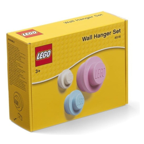 LEGO  věšák na zeď, 3 ks - bílá, světle modrá, růžová