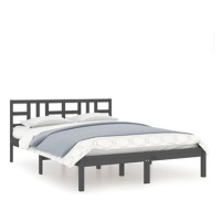 Rám postele šedý masivní dřevo 160 × 200 cm, 3105417