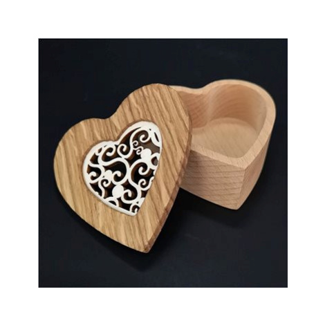 AMADEA Dřevěná krabička ve tvaru srdce, masivní dřevo s vkladem z topolové překližky, 8x8x3 cm