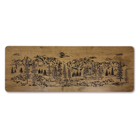 Li-Go "Chata v horách" světelný obraz 230V 120x40cm provedení povrchu: dub světlý