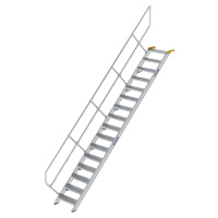 MUNK Průmyslové schody, hliníkové stupně, šířka stupně 600 mm, 16 stupňů