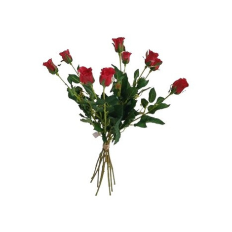 Umělá květina poupě Růže červená, 64 cm, 9 ks