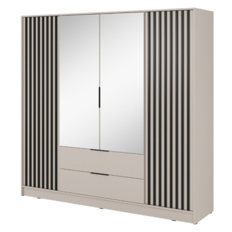 ArtPS Šatní skříň KELLY 4D se zrcadlem | cashmere