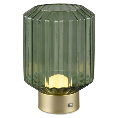 Stmívatelná LED stolní lampa v zelené a zlaté barvě se skleněným stínidlem (výška 19,5 cm) Lord  TRIO
