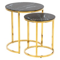 Konferenční stolek Stenet - set 2 kusů (chrom, zlatá)