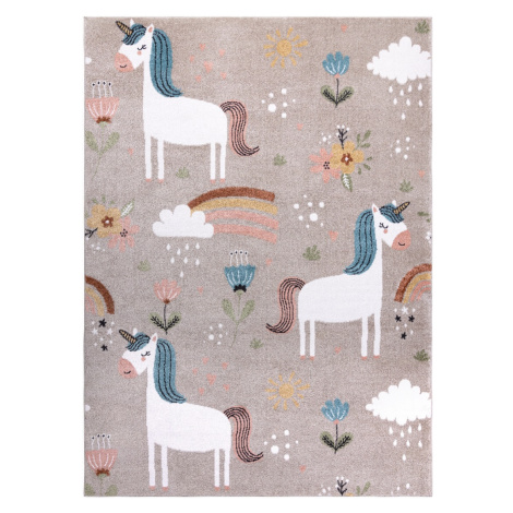 Dywany Łuszczów, AKCE: 240x330 cm Dětský kusový koberec Fun Unicorn with rainbow beige, béžová, 