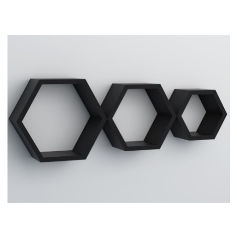 Sada 3 poliček Hexagon, černé Asko