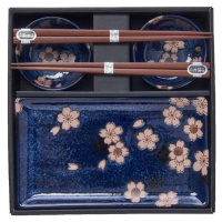 6dílný set modrého keramického nádobí na sushi MIJ Sakura