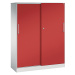 C+P Skříň s posuvnými dveřmi ASISTO, výška 1617 mm, šířka 1200 mm, světlá šedá/ohnivě červená