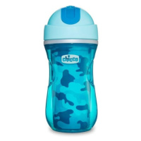 Hrnek Chicco Sportovní termo s brčkem 266 ml, modrý 14m +