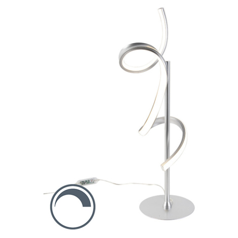 Designová stolní lampa stříbrná včetně LED a stmívače - Krisscross Leuchten Direct