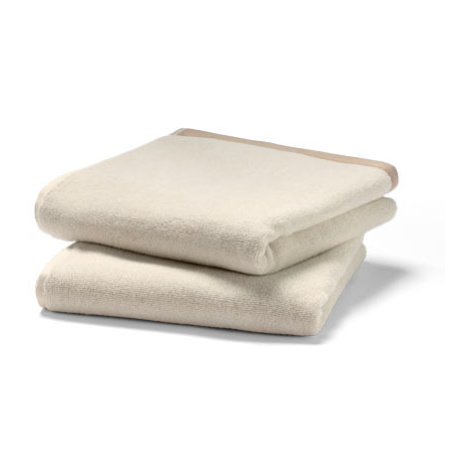 Kvalitní žakárové ručníky, 2 ks, krémově bílé