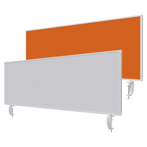 magnetoplan Dělicí stěna na stůl VarioPin, bílá tabule/plsť, šířka 1600 mm, oranžová