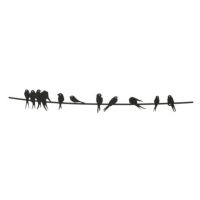Dekorace na zeď kovová ptáci na drátě černá 60cm