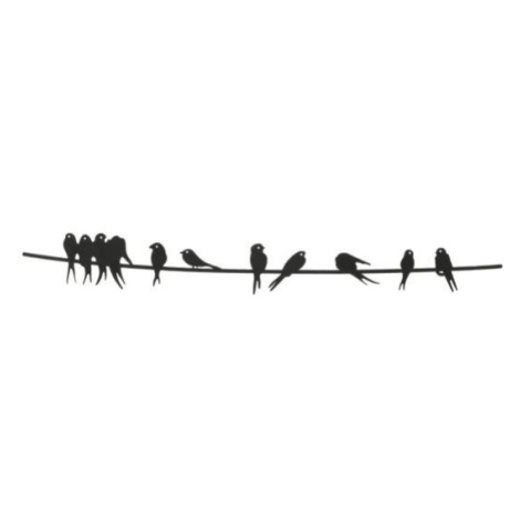 Dekorace na zeď kovová ptáci na drátě černá 60cm Kaemingk