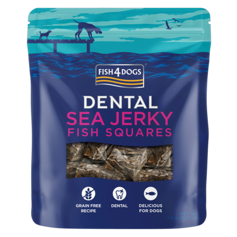 FISH4DOGS Pamlsky pro psy DENTAL SEA mořská ryba - čtverečky 115 g