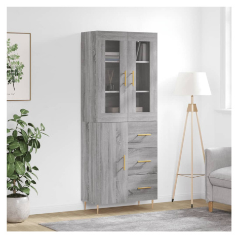 vidaXL Skříň highboard šedá sonoma 69,5 x 34 x 180 cm kompozitní dřevo