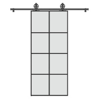 vidaXL Posuvné dveře s kováním 90x205 cm ESG sklo a hliník