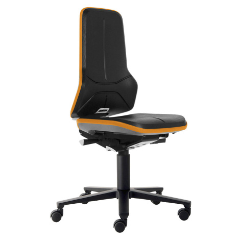 bimos Pracovní otočná židle NEON, kolečka, permanentní kontakt, PU lehčená hmota, oranžový flexi