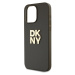 DKNY PU Leather Stack Logo Wrist Strap kryt iPhone 15 Pro hnědý