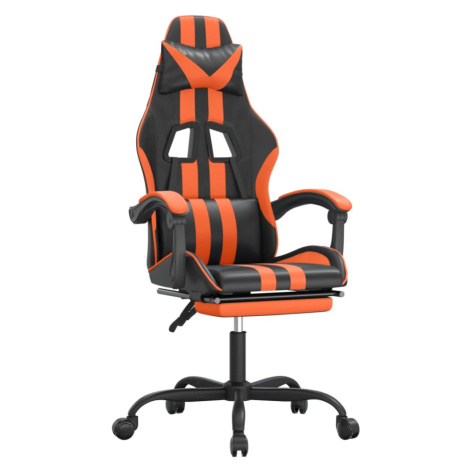 vidaXL Herní židle s podnožkou černá a oranžová umělá kůže