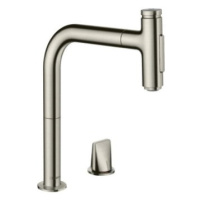 Dřezová baterie Hansgrohe Metris s vytahovací sprškou, 2 proudy vzhled nerezu 73818800