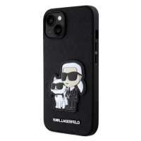 Karl Lagerfeld PU Saffiano Karl and Choupette NFT Zadní Kryt pro iPhone 13 Black