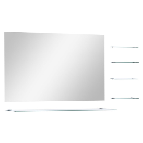 vidaXL Nástěnné zrcadlo s 5 poličkami stříbrné 100 x 60 cm