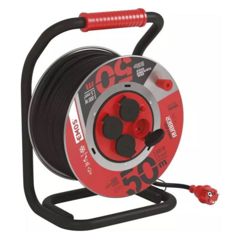 Prodlužovací kabel na kovovém bubnu Emos P084505, guma. 50m