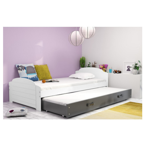 Dětská postel LILI s výsuvným lůžkem 90x200 cm - bílá Šedá BMS