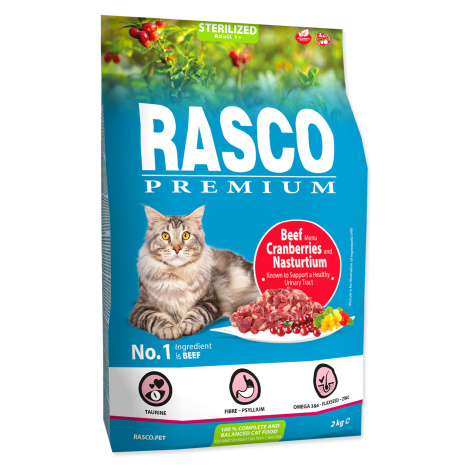 Rasco Premium Sterilized Hovězí s brusinkou a lichořeřišnicí granule 2 kg