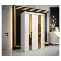 Šatní skříň Abi Golden Pole Barva korpusu: Bílá, Rozměry: 120 cm, Dveře: Bílý Marmur + zlaté zrc