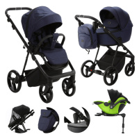 ADAMEX - Kočárek kombinovaný Blanc Standard Blue + KIDDY Evoluna i-size 2 + základna