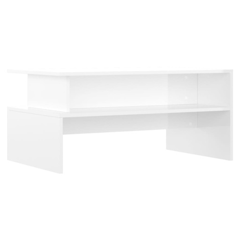 vidaXL Konferenční stolek lesklý bílý 90x55x42,5 cm kompozitní dřevo