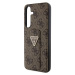 Guess PU Grip Stand 4G Strass Triangle Metal Logo kryt Samsung Galaxy S24+ hnědý