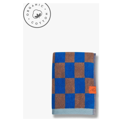 Modro-hnědý ručník z bio bavlny 50x90 cm Retro – Mette Ditmer Denmark